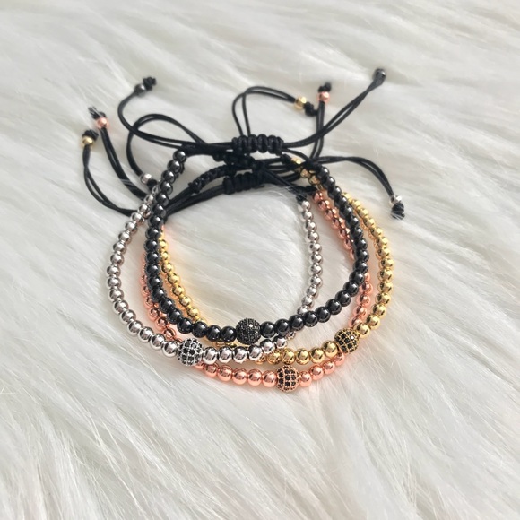 ♡ Dainty Macrame Rhinestone Adjustable Bracelet - Picture 6 of 6